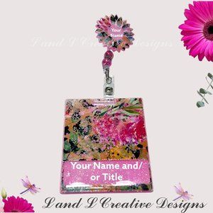 Sun Flower Badge Reel With Matching Badge Buddy